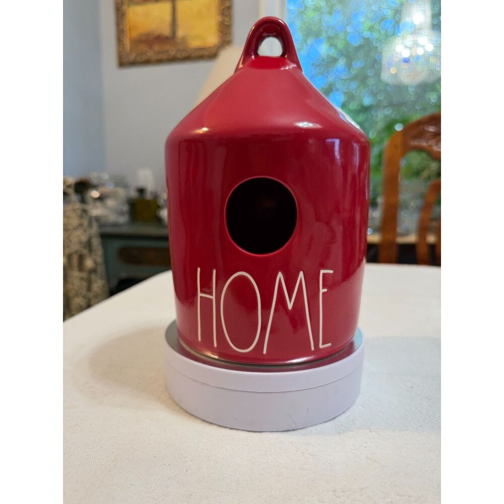 Rae Dunn HOME Ceramic Birdhouse Red Artisan Collection Magenta Farmhouse Decor